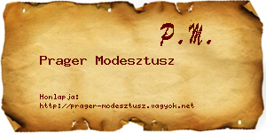 Prager Modesztusz névjegykártya